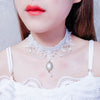 Gothic White Crystal Lace Choker Necklace For Women Victoria Vintage Clavicle Chain Collar Statement Jewelry