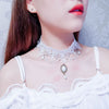 Gothic White Crystal Lace Choker Necklace For Women Victoria Vintage Clavicle Chain Collar Statement Jewelry