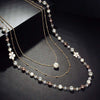 Fashion Simple Rose Gold Color Pearl beaded Necklace For Women All-Purpose Style Jewelry Long Sweater Coat Chain