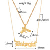 Gun Pistol Necklace Gold Plated Babygirl Letter Pendant Necklace for Women Men Hip Hop Double Layer Nightclub Jewelry