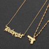 Gun Pistol Necklace Gold Plated Babygirl Letter Pendant Necklace for Women Men Hip Hop Double Layer Nightclub Jewelry