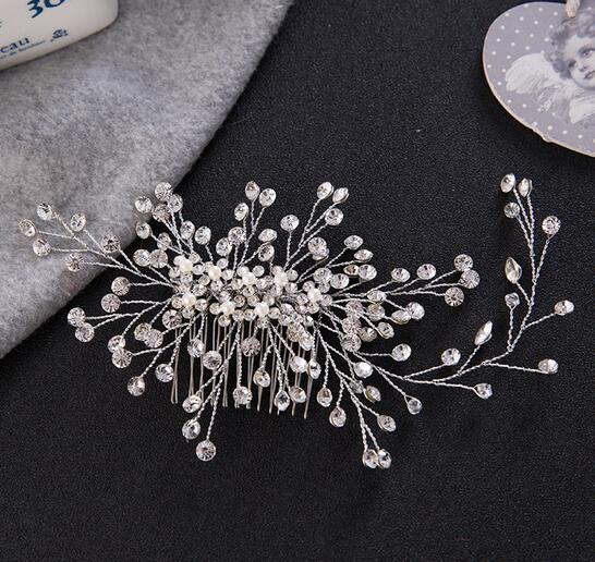 Fashion Hair Comb Wedding Hair Accessories Floral Headdress Romantic Handmade Crystal Wedding Bride Hair Jewelry Accessories