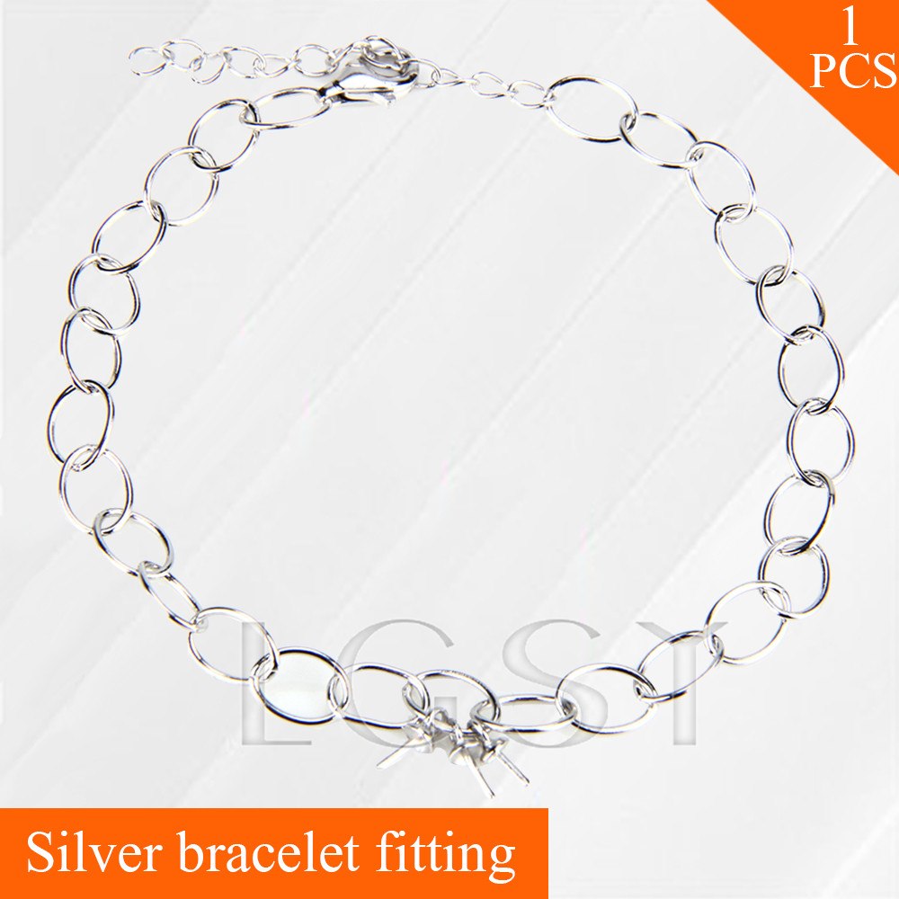 Fashion Hand Jewelry lobster clasp charm bracelet fitting, 925 sterling silver bracelet accessory, can stick 3pcs pearls on