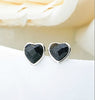 Fashion Heart Shape Earrings with Natural Black Pure 925 Sterling Silver Fashion Earrings for Girls Jewlery 1pair/lot Wholesale!