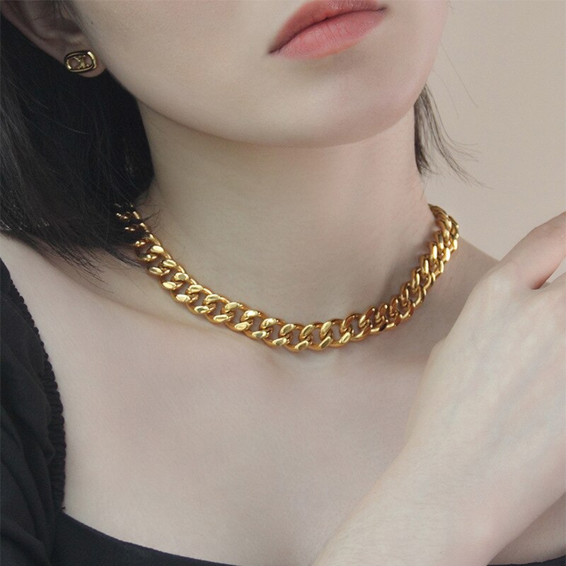 Titanium Steel Clavicle Chain Necklaces For Men Women Gold Silver Color Hip Hop Rock Couple Jewelry Pendant