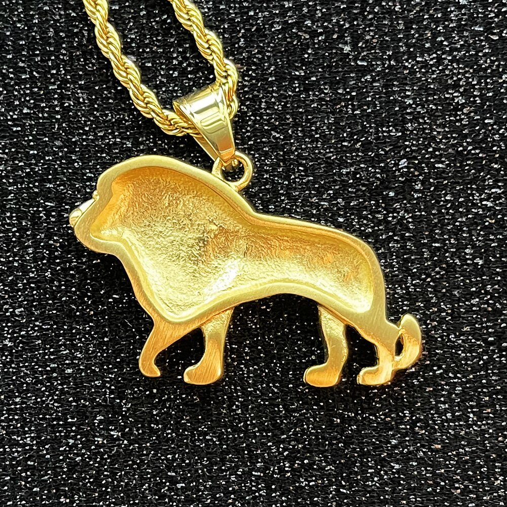 Hip Hop Lion Animal gold color Pendant Necklace Chain For Men Women Jewelry Gifts