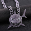 Hip Hop Rock Style Out Shark Necklace  Zinc Alloy Bling Cuban Link Chain Pendant Necklace For Men Hip Hop Jewelry