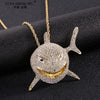 Hip Hop Rock Style Out Shark Necklace  Zinc Alloy Bling Cuban Link Chain Pendant Necklace For Men Hip Hop Jewelry