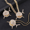 Hip Hop Rock Style Out Shark Necklace  Zinc Alloy Bling Cuban Link Chain Pendant Necklace For Men Hip Hop Jewelry