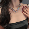 Hip Hop Style Shiny Necklaces For Women Metal Clavicle Necklace Full Rhinestone Chokers Punk Jewelry Gifts
