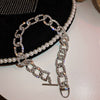 Hip Hop Style Shiny Necklaces For Women Metal Clavicle Necklace Full Rhinestone Chokers Punk Jewelry Gifts