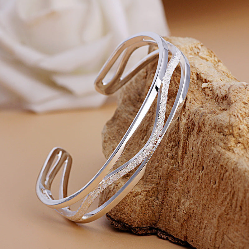 Fashion Hollow Waves 990 Silver Open Bangle