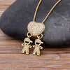Design Girl Boy Pendant Women Girls Kids Copper Zircon Chain Necklace Charm Party Birthday Jewelry Gifts