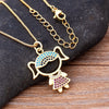 Design Girl Boy Pendant Women Girls Kids Copper Zircon Chain Necklace Charm Party Birthday Jewelry Gifts