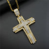 Iced Out Bling Big Cross Pendant Gold Color Charm Cubic Zirconia Men's Hip Hop Necklace Chain Rock Jewelry