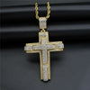 Iced Out Bling Big Cross Pendant Gold Color Charm Cubic Zirconia Men's Hip Hop Necklace Chain Rock Jewelry