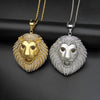 Iced Out Bling Lion Head Pendant Gold Color Charm Cubic Zirconia Men's Hip Hop Necklace Chain Rock Jewelry