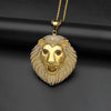 Iced Out Bling Lion Head Pendant Gold Color Charm Cubic Zirconia Men's Hip Hop Necklace Chain Rock Jewelry