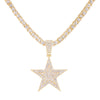Iced Out Necklace Pendant Pentagram Necklace Clothes Chain Tennis Chain Hip Hop Jewellery For Men Women Gift