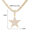 Iced Out Necklace Pendant Pentagram Necklace Clothes Chain Tennis Chain Hip Hop Jewellery For Men Women Gift