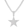 Iced Out Necklace Pendant Pentagram Necklace Clothes Chain Tennis Chain Hip Hop Jewellery For Men Women Gift