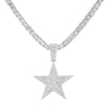 Iced Out Necklace Pendant Pentagram Necklace Clothes Chain Tennis Chain Hip Hop Jewellery For Men Women Gift