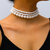 Imitation Pearl Necklace Women's Triple Layer 10mm Pearl Necklace Suitable for Women Neck Necklace