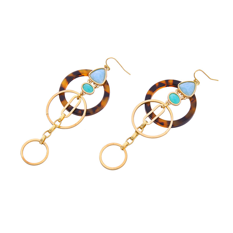 Fashion Indian Jewelry Loop Pendant Long Earrings Online Shopping Leopard Print Women Hanging Earrings