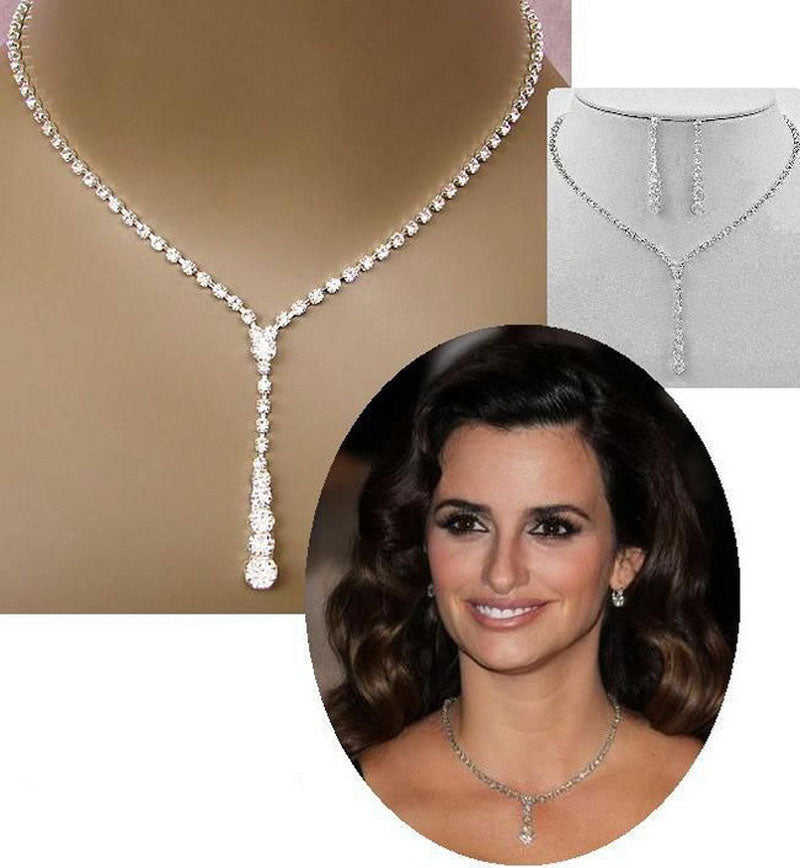 Celebrity-Style-Crystal-Tennis-Drop-Necklace-Earrings-Set-Silver-Bridal-Bridesmaid-Wedding-Jewelry-Sets