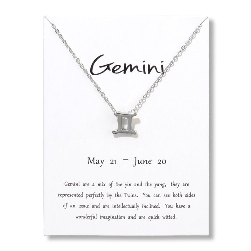 Jewelry 12 Constellation Gemini Pendant Necklaces For Women Zodiac Chains Necklace Color Valentine's Gifts