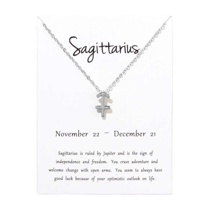 Jewelry 12 Constellation Gemini Pendant Necklaces For Women Zodiac Chains Necklace Color Valentine's Gifts