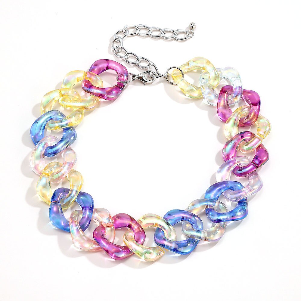 Jewelry Accessories Punk Colorful Acrylic Chain Hyperbole Woman Choker Neck Statement Female Necklace on The Neck 2021