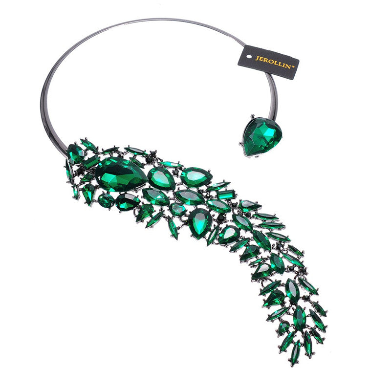 Fashion Jewelry Acrylic Glass Choker Collar Statement Bib Pendant Green Necklace