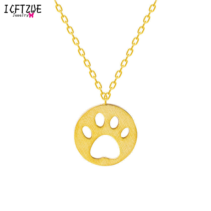 Fashion Jewelry Bear Paw Charms Gold Silver Dog Footprints Choker Kid Maxi Necklace For Women Stainless Steel Ketting Vrouwen