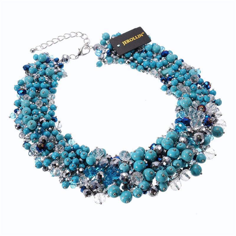 Fashion Jewelry Chain Rhinestone Crystal Choker Statement Bib Necklace