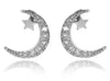 Fashion Jewelry Crystal from Austrian Star Luna 925 Sterling Silver Stud Earrings Sterling Silver inlaid CZ Earrings Cute