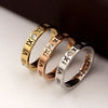 Jewelry Elegant Temperament of Hollow Out Lucky Roman Numerals Rose Gold Plating Titanium Steel Ring