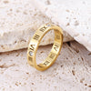 Jewelry Elegant Temperament of Hollow Out Lucky Roman Numerals Rose Gold Plating Titanium Steel Ring