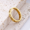 Jewelry Elegant Temperament of Hollow Out Lucky Roman Numerals Rose Gold Plating Titanium Steel Ring