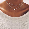 Jewelry Love Heart Choker Necklaces & Pendants Double Chain Layered Necklace Collar Women Statement Jewelry Bijoux