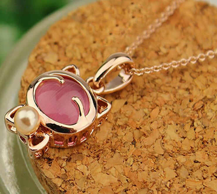 Fashion Jewelry Lucky Cat Bohemian Statement Necklace Cat Eye Stone Pendant Necklace Female Elegant Necklace