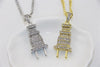 Jewelry Mens Iced Out Bling Bling Plug Pendant Necklace Gold Silver Color Charm Micro Pave Full Rhinestone Hip Hop