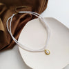 Jewelry Necklace Delicate Simulated Small Pearls Two Layer Oval Pendant Short Necklace Women Jewelry Girl Student Gifts