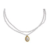 Jewelry Necklace Delicate Simulated Small Pearls Two Layer Oval Pendant Short Necklace Women Jewelry Girl Student Gifts