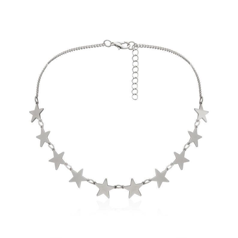 Jewelry Necklace Ladies Personality Star Necklace Gothic Steampunk Alloy Pentagram Short Necklace Women Bohemio