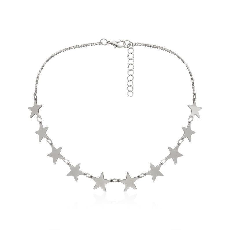 Jewelry Necklace Ladies Personality Star Necklace Gothic Steampunk Alloy Pentagram Short Necklace Women Bohemio