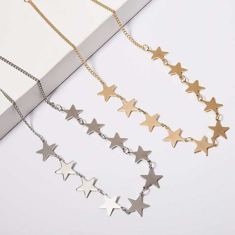 Jewelry Necklace Ladies Personality Star Necklace Gothic Steampunk Alloy Pentagram Short Necklace Women Bohemio