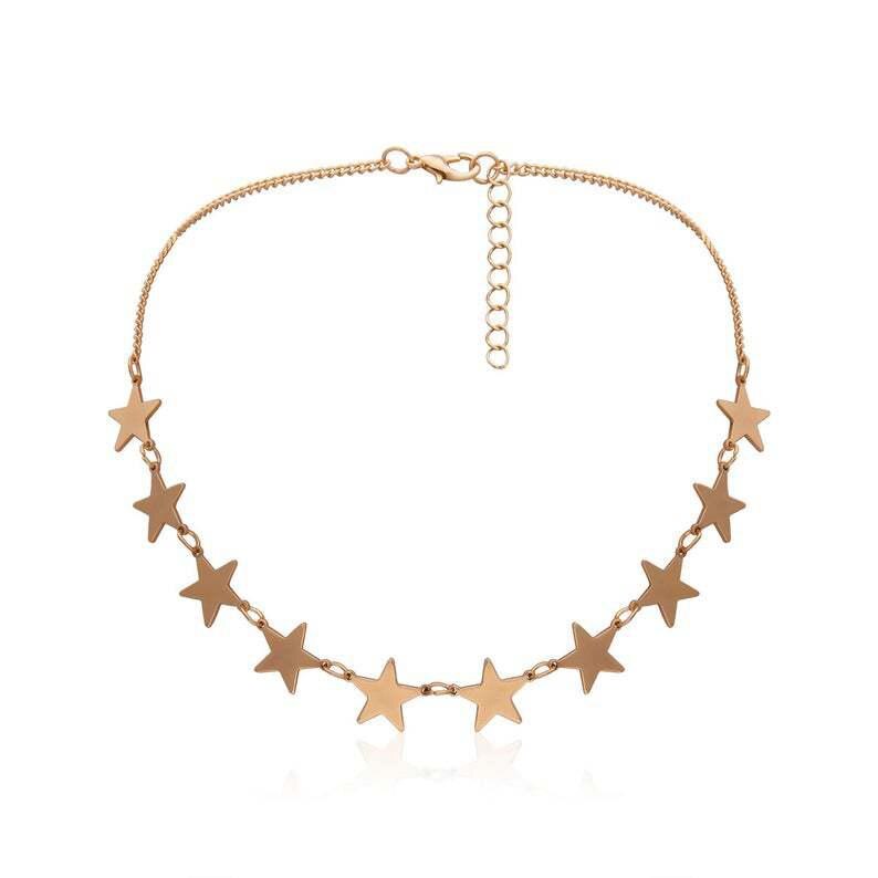 Jewelry Necklace Ladies Personality Star Necklace Gothic Steampunk Alloy Pentagram Short Necklace Women Bohemio