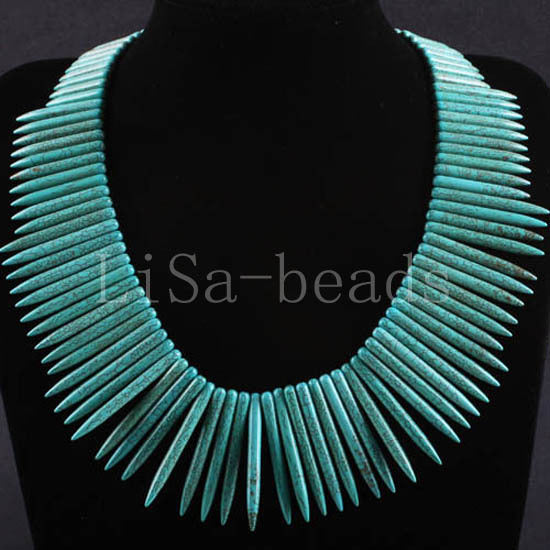 Fashion Jewelry Needle Blue howlite Necklace 18 1Pcs E002