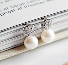 Fashion Jewelry Pearl Earrings Necklace 100% Real Pearl 925 Sterling Silver Cubic Zircon Earrings Necklace Set